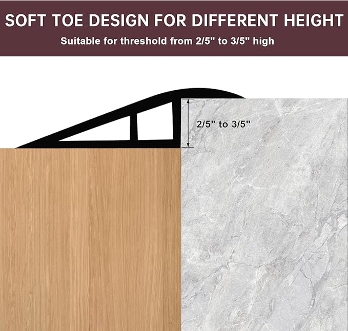 Vinyl Door Threshold Flooring Transition Strip Self Adhesive Carpet Edging Strip for Laminate Doorway Edge Threshold from 2/5" to 3/5" (Black Walnut Wood Grain, 6.6 Ft)