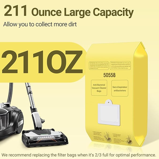 50558 Vacuum Cleaner Bags Replacement for Kenmore Canister Type C/Q 5055, 50555, 50557, 50558 and Pana·sonic Type C-5, C-18, 200 Series, 400 Series, 600 Series, 800 Seires Vacuum - 12 Pack