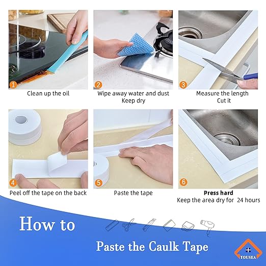 Caulk Tape Self Adhesive,Caulking Tape for Bathroom Sealant Strip Caulk Strip,Waterproof Caulking Sealing Tape for Bathroom,Toilet,Kitchen Countertop,Bathroom,Toilet (White-1.5IN-17.39FT-QP-A)