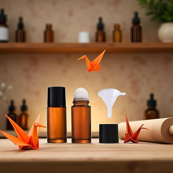 2Pcs Brown Glass Essential Oil Roller Bottles Refillable Roll on Bottles Empty Deodorant Bottle Containers Rollerball Beauty Personal Care Fragrance Cosmetics Tools (50ML)