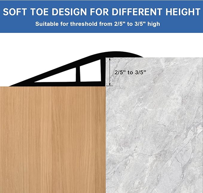 Vinyl Door Threshold Flooring Transition Strip Self Adhesive Carpet Edging Strip for Laminate Doorway Edge Threshold from 2/5" to 3/5" (Dark Gray Wood Grain, 10 Ft)