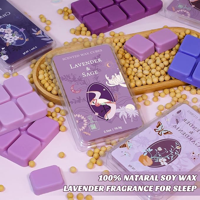 SCENTORINI Wax Melts, Wax Cubes Strong Scent, Long Lasting Lavender Scented for Sleep, Wax Melts for Warmer, 2.5 oz 8-Pack