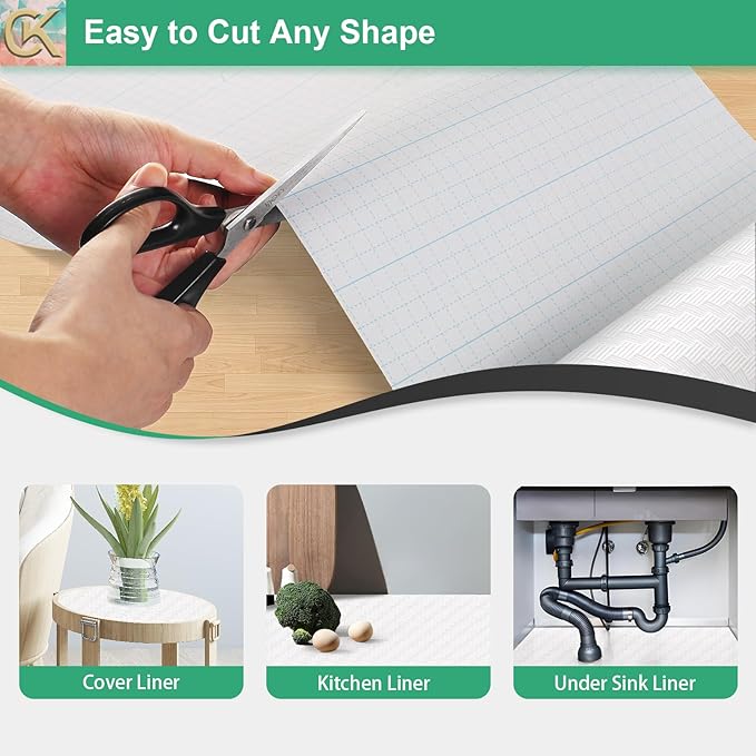 Self-Adhesive Shelf Liner Kitchen Liner, Waterproof Backed Paper Easy Peel and Stick Contact Liner Without Residue for Decor Your Desk Surface, Kitchen Countertops (White, 11.8 x 118.1 inches)