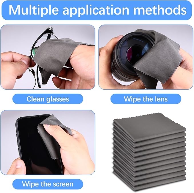 120 Pack Microfiber Cleaning Cloth for Glasses (5.5"x5.5"), Eye Glasses Clean Cloths Bulk Microfiber Lens Cleaner Cloth for Eyeglasses, Lenses, Silverware, Camera, Phones and Laptops
