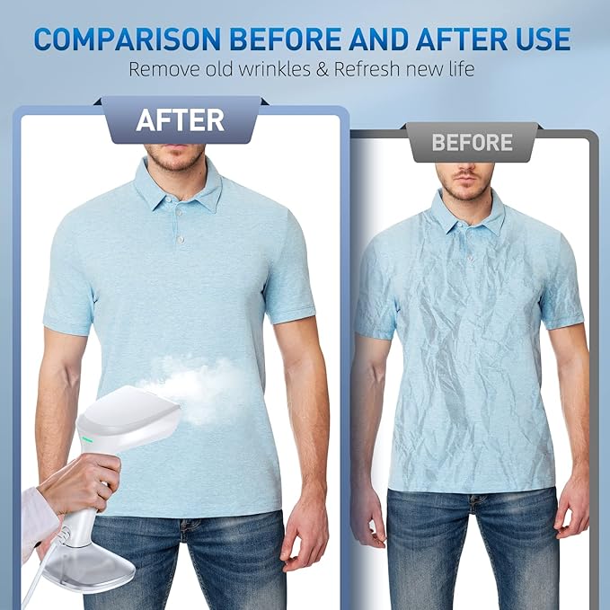 Steamer for Clothes - 1800W Powerful Steam, 2 Modes for Wet and Dry Ironing, 20-Second Fast Heat-up,Detachable Water Tank with Heat-Resistant Gloves -Removing Wrinkles.Only for 120V Countries.White