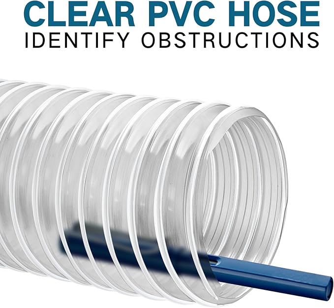 PVC Dust Collection Hose 6" x 5'- Heavy PVC Fume Collection Hose for Workshop, Woodworking, Dust Collection Systems