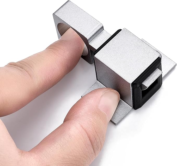 2 Packs Self-Closing Gate Latches, Silver Spring Door Lock, Aluminum Alloy Security Latch for Windows, Cabinets & Gates