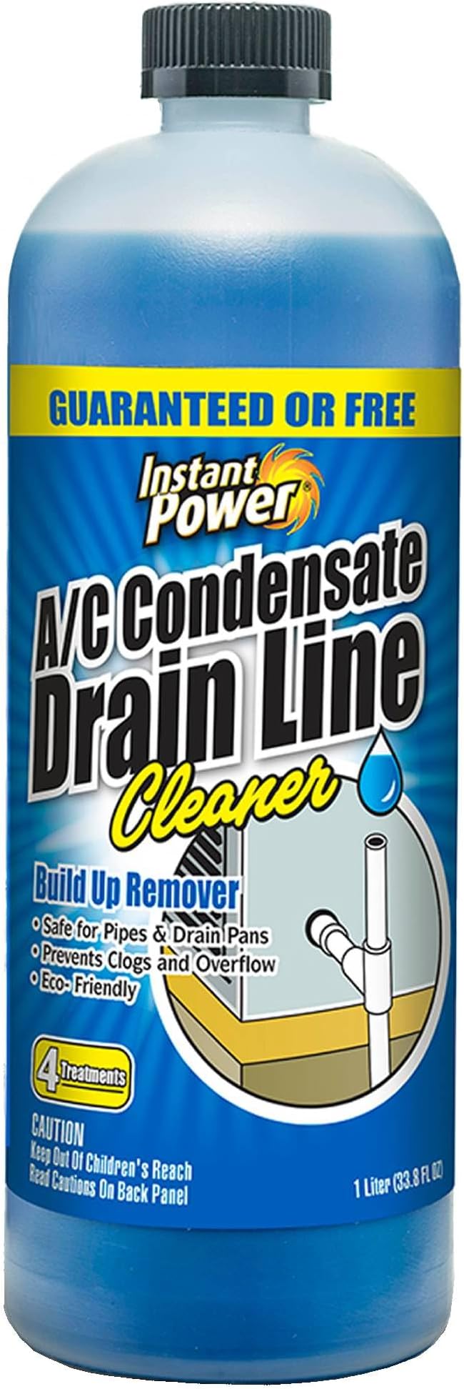 Instant Power A/C Condensate Drain Line Cleaner - AC & HVAC Unclogger for Air Conditioner Drain Lines, Prevents Odors & Water Damage, Safe for Pipes & Septic Systems - 32 oz (Pack of 1)