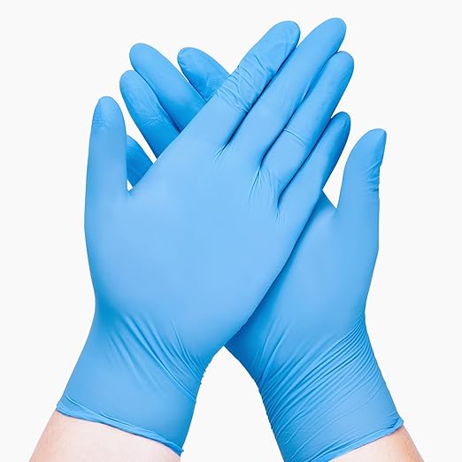 Disposable Nitrile Exam Gloves, Blue, Nitrile Gloves Disposable Latex Free, Medical Gloves, Cleaning Gloves, Food-Safe Rubber Gloves, Powder Free, Non-Sterile, 100-ct Box (Medium)