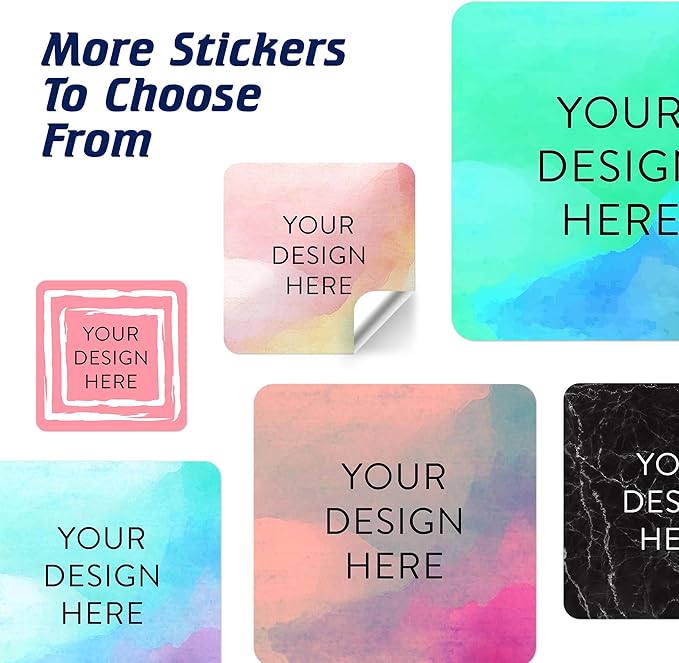 100 Custom Vinyl Stickers - Upload Your own Image, Text, Design, Logo - Personalized Logo Labels for Handmade, Packaging, Bottle, Jars, Candle, Brand Stickers (Watercolor, 1.5x1.5 Square)