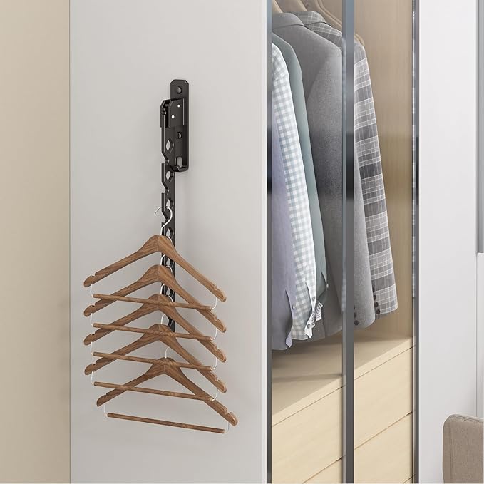 Wall Mounted Clothes Drying Rack, Wall Clothes Hanger Foldable, Laundry Hanger Hook for Bathroom, Wall Clothes Rack Indoor, Perfect for Small Spaces, Matte Black