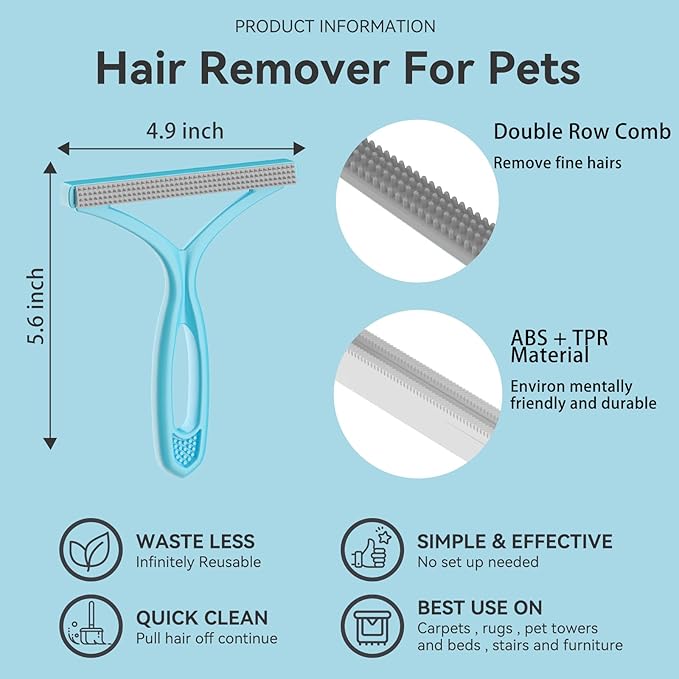 Carpet Rake for Pet Hair Removal (3 Pack),Dog Cat Fur Remover Rubber Broom,Carpet Rake - 60" Long Handle Lint Shaver Cleaner Tools,Scraper Brush for Carpet,Rug,Car Mat,Couch,Pet Bed,Furniture