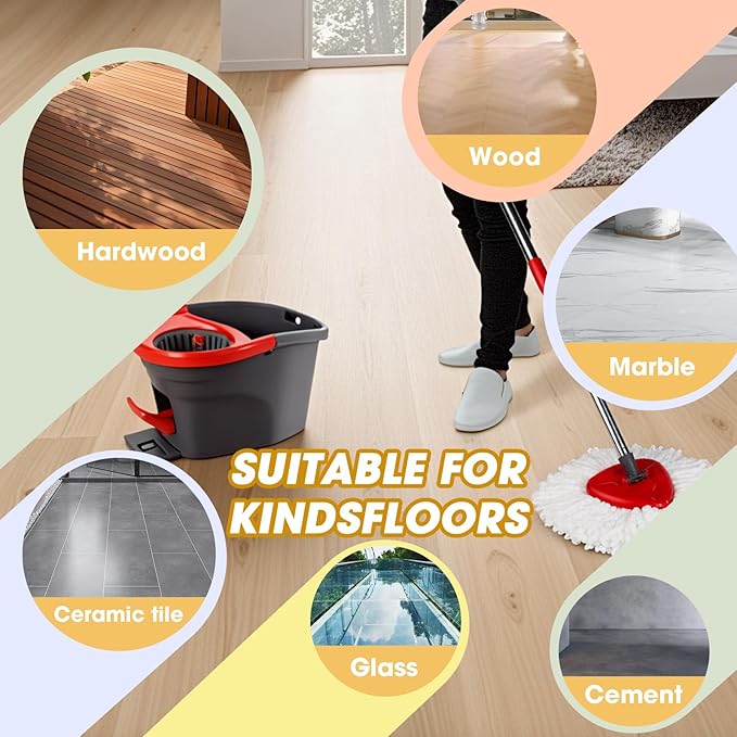 20Pack Spin Mop Replacement Heads, Microfiber Spin Mop Refills for EasyWrin 1-Tank System, 360° Microfiber Replacement Mop Head, Machine Washable Spinning Mop Replace Head for Easy Floor Cleaning