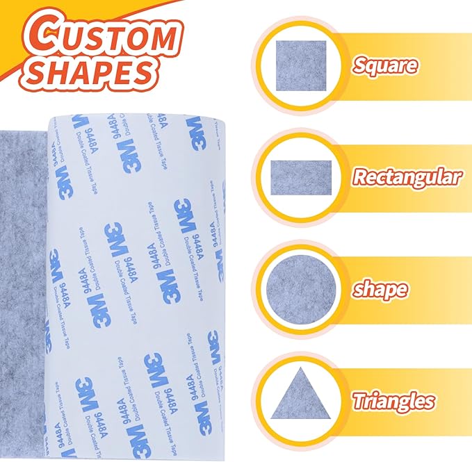 Felt Furniture Pads, Heavy Duty Felts Strip Roll with Adhesive Backing Felt Pads Furniture Feet Cuttable Felts Tape for Protecting Hardwood Floors(5 x 120 x 0.12 Inch, Gray)