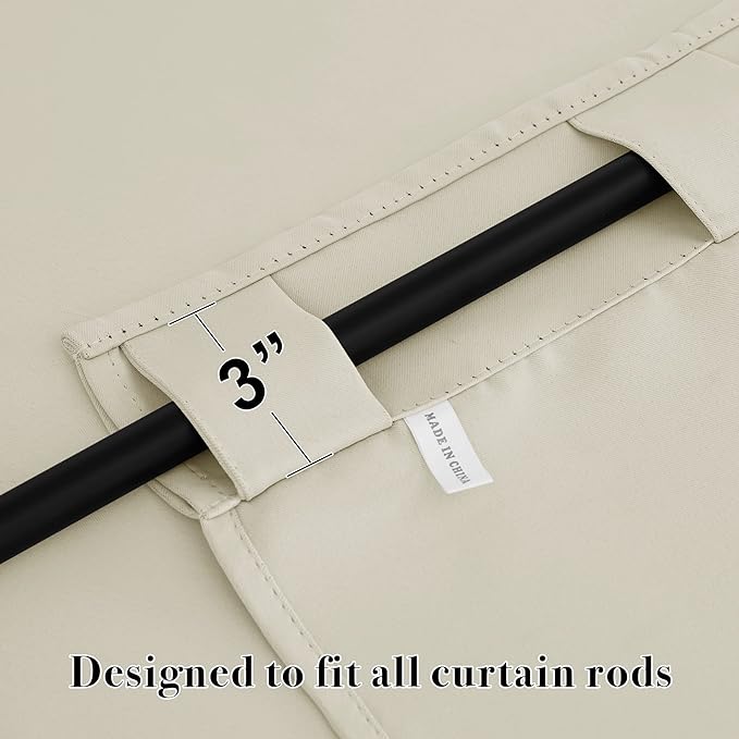 RYB HOME Room Darkening Curtains 2 Panels Set, Energy Efficient Privacy Drapes Back Tabs Small Wondow Shades for Basement Bathroom Kids' Room, 42-inch Wide by 63-inch Long, Beige