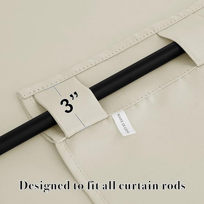 RYB HOME Blackout Curtains for Living Room Thermal Insulated Privacy Solar Drapes for Kids Bedroom Cafe Bathroom, 42 inch Width x 45 inch Length, Beige, 2 Panels