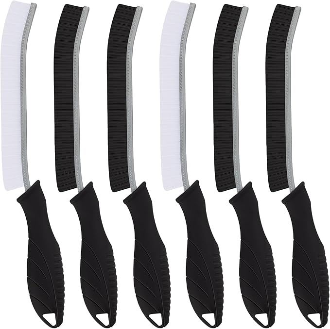 Hard Bristle Crevice Cleaning Brush-Thin Gap Scrub Brush, Small Cleaning Brush, Grout Brush, Kitchen Brush, Cleaning Tools for Toilet, Bathroom, Sink, Home, Household, Window (6, Black)