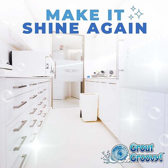 Grout Groovy! Electric Stand-Up Lightweight Grout Cleaning Machine – Large Tile Grout Cleaner for Deep Cleaning Kitchen Floors, Bathrooms & Tile Surfaces | Easy-to-Use Electric Floor Scrubber Machine