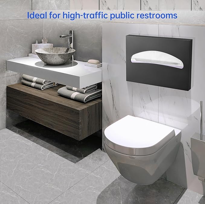 2 Packs Toilet Seat Cover Dispenser Wall Mounted Stainless Steel Matte Black