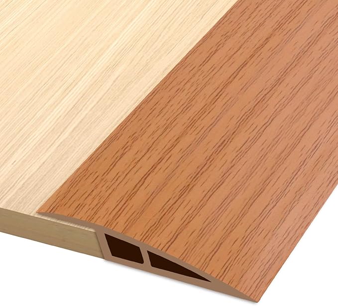 Vinyl Door Threshold Flooring Transition Strip Self Adhesive Carpet Edging Strip for Laminate Doorway Edge Threshold from 3/5" to 4/5" (Yellow Wood Grain, 3.3 Ft)