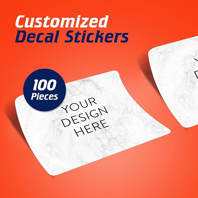 100 Custom Vinyl Stickers - Upload Your own Image, Text, Design, Logo - Personalized Logo Labels for Handmade, Packaging, Bottle, Jars, Candle, Brand Stickers (Silver Marble, 4x2)