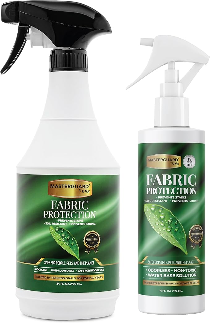 Fabric Protection Spray Water Based Solution - Natural Kid and Pet Safe Formula, Fabric Protector for Upholstery, Couch, Shoes, Jackets & Outdoor Furniture - Waterproof & Stain Resistant - 24 oz
