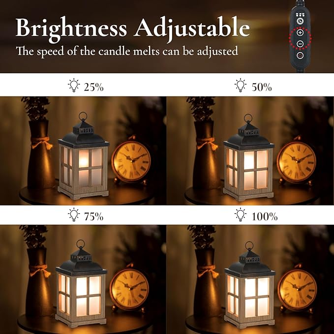 Wax Melt Warmer with Timer: Farmhouse Lantern Candle Warmer Electric Tart Burner with Lid for Scented Wax
