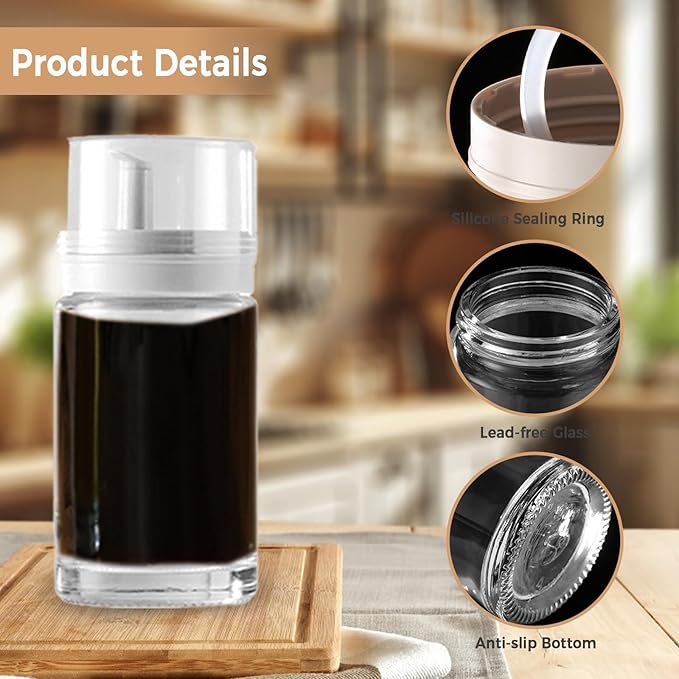 Small Glass Oil and Vinegar Dispenser Bottles - 3.4oz - Leakproof, Perfect for Kitchen Use