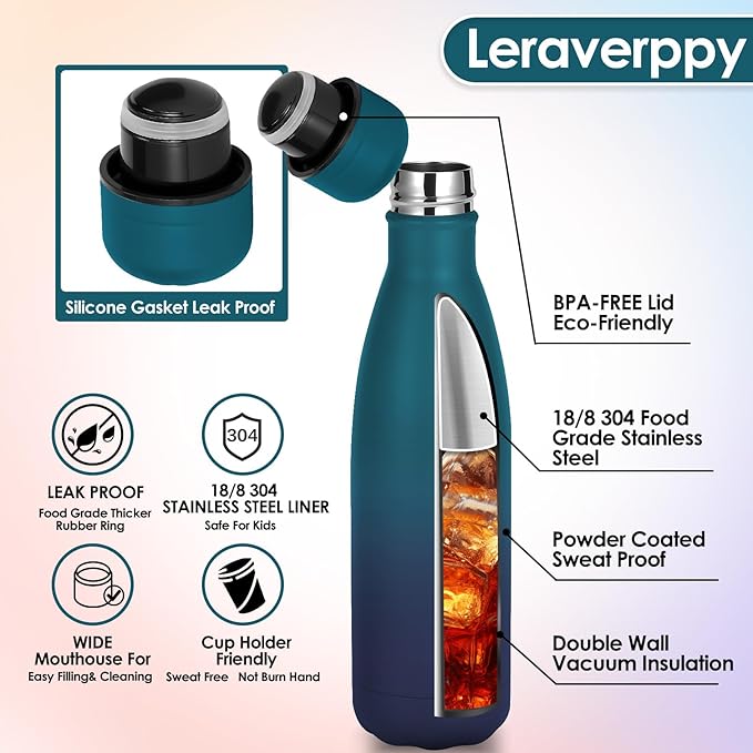 17oz Cola-Bottle Shaped Stainless Steel Leak-proof Water Bottle,Double Wall Vacuum Insulated Metal,Travel Mug For Sports Indoors & Outdoors,BPA-Free School Kids Flasks,Mix(4 Pack)