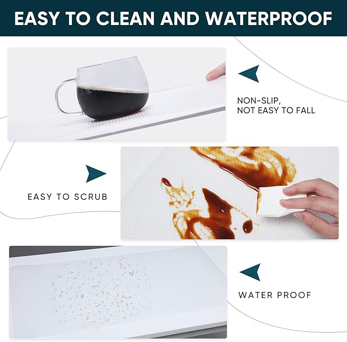 Shelf Liners for Kitchen Cabinets Non-Adhesive & Washable,Non Slip Cabinet Liners for Shelves Waterproof & Oil Proof,Clear Plastic Drawer Liner,Easy to Cut & Food-Grade EVA 20'' x 20' x 2 Rolls CT-202