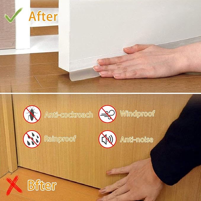 Door Weather Stripping Doors Seal Strip, 26 FT Silicone Sealing Tape for Door Draft Stopper Adhesive for Doors, Windows and Shower Glass Gaps (Transparent, 35mm)