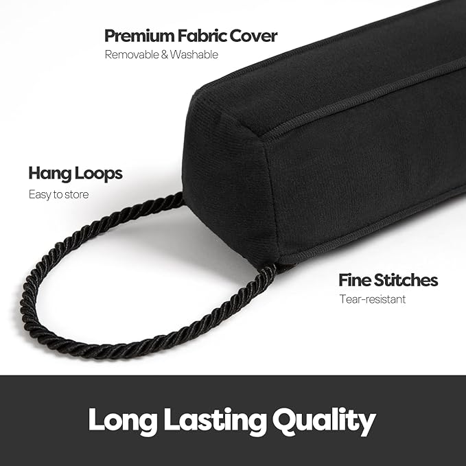 Weighted Door Draft Stopper for Front Door, Easy to Use Heavy 36 inch Door Bottom Winter Cold Air Draft Blocker, for Exterior, Apartment, Back Door, Fits Door Gap Up to 3”, 2.2lb
