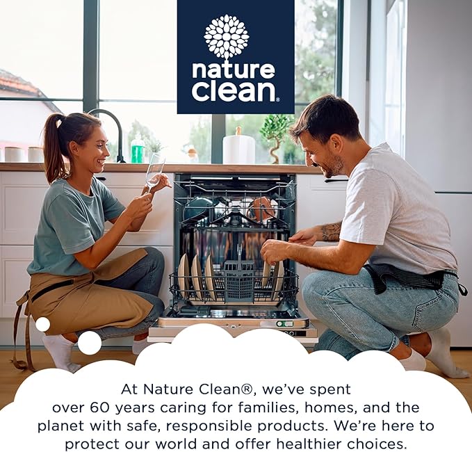 Nature Clean All Natural Dishwasher Rinse Aid Cleaner, Liquid Dishwasher Rinse Agent for Spot-Free Glass & Cutlery in Hard Water, Non Toxic Dish Washer Rinse Aid & Stain Remover, 8 oz/250ml, Pack of 6
