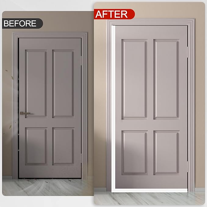 MYFAMIREA Door Weather Stripping 3IN (W) x 20FT (L) Door Draft Stopper Seal Tape Silicone Seal Strip Self Adhesive Shower Sweep Insulation Tape Side Bottom Strip for Sliding Glass Window Gap, White