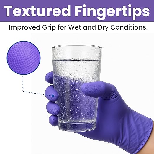 SafeWay Nitrile Disposable Gloves — Multi-Purpose Powder-Free, Non-Latex, Medical Use, and Textured Fingertips for Food Prep, Cleaning, Tattoo, Nursing, Lab, Examination, & More — (10000pcs, 2XLarge)
