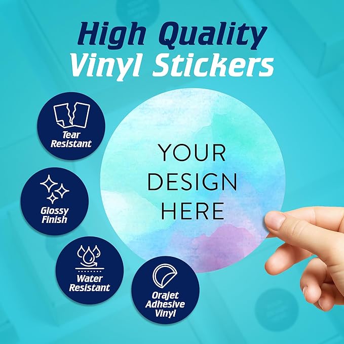 100 Custom Vinyl Stickers - Upload Your own Image, Text, Design, Logo - Personalized Logo Labels for Handmade, Packaging, Bottle, Jars, Candle, Brand Stickers (Sky Blue, 6x6)