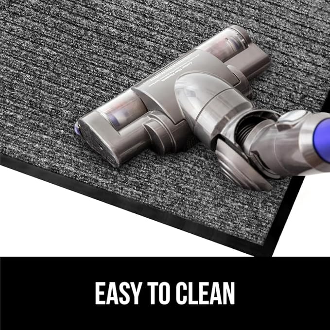 GORILLA GRIP Traffic Guard Door Mat, Heavy Duty Welcome Mats, Commercial Office Space Doormat, Waterproof, Fade Resistant, Strong Rubber Backing, Low Profile, Shoe and Boot Scraper, 35x23, Light Gray