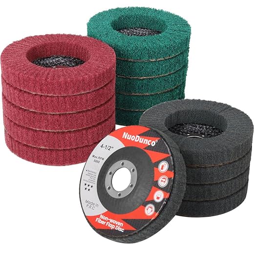 15Pcs 180# 320# 600# Scour Flap Disc 4 1/2 Inch Angle Grinder Attachment for Metal & Wood Scouring Pads Polishing Wheel Sanding Disc Paint Rust Remover