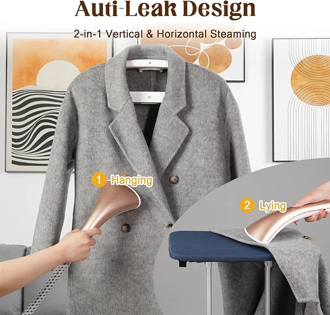 Standing Garment Steamer, 2000W Powerful Steamer for Clothes, 10 Steam Levels, 2.7L Water Tank for 90 Mins Continuous Steaming, Home Commercial Use (Champagne Gold)