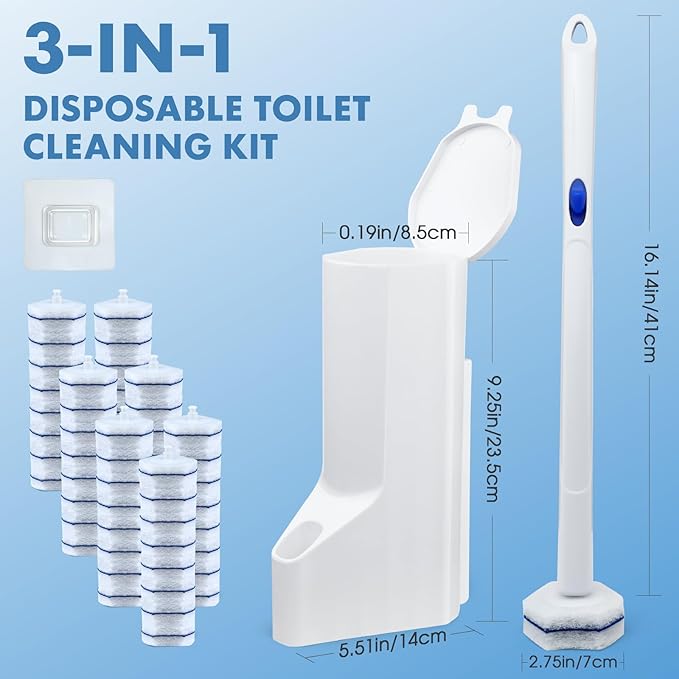 COBETE Disposable Toilet Brush Wand Refills,Disposable Toilet Refill Bowl Cleaners Brush Scrubber for Bathroom Cleaning,40 Count