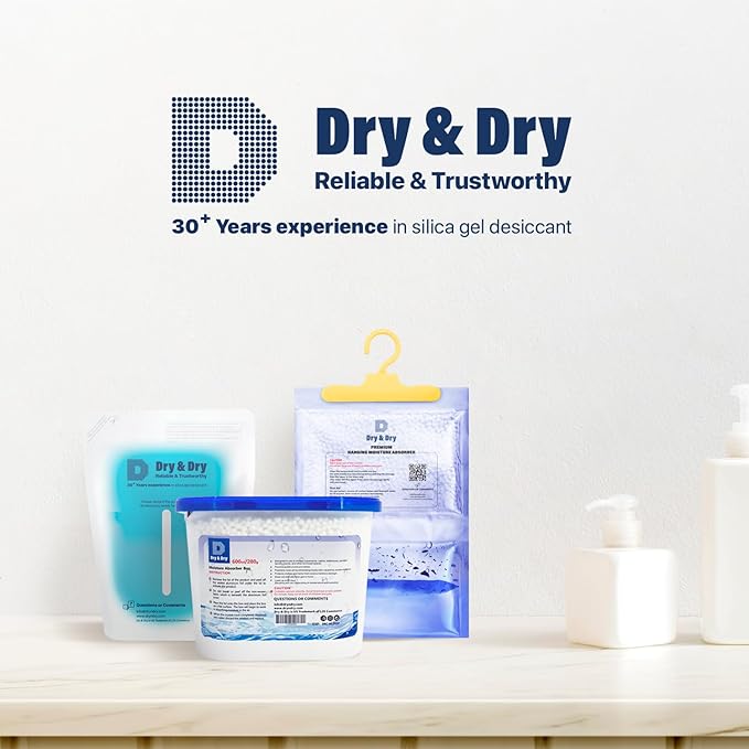 Dry & Dry Moisture Absorbers Refill Beads (60 LBS) - Dehumidifiers for Home Dehumidifier for Basement Dehumidifiers for Bedroom Small Dehumidifiers, Moisture Absorber Refill, Fragrance Free