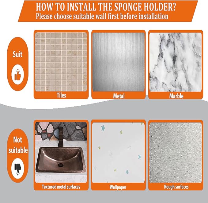 Sponge Holder Smiley Face,Sink Caddy,Sink Organizer with 2 Suction Cups/1 Adhesive Strips,Designed for Sponge,Soap,Dish Brush,Scrubber - White