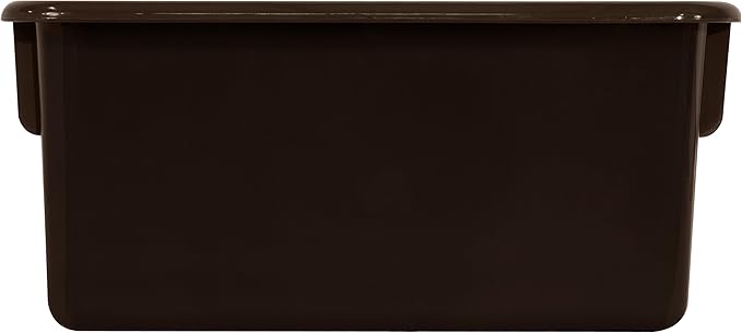 Wood Designs Cubby Storage Bin, Heavy Duty Plastic Containers for Kids Brown Cubby Tray Set of 20