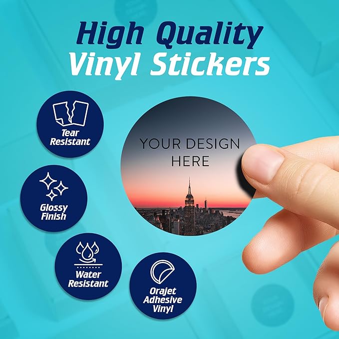 100 Custom Vinyl Stickers - Upload Your own Image, Text, Design, Logo - Personalized Logo Labels for Handmade, Packaging, Bottle, Jars, Candle, Brand Stickers (City, 2x2)