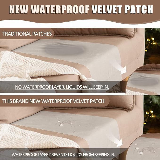 Azobur Couch Patches, Extra-Large Durable Fabric Tape, Ideal for Automotive Upholstery Repair, Waterproof, Self-Adhesive, Quickly Fix Sofas, Car Interiors, and Other Fabric Items (Dark Brown)