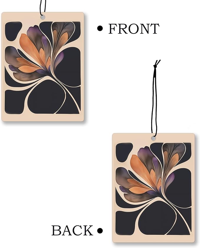 Boho Abstract Floral Car Air Freshener 4 Pcs, Retro Orange and Black Flower Hanging Scents Air Freshener for Women Girls Gifts, Vintage Scented Car Accessories Decor for Room Closet Drawer