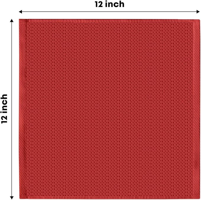 Artoid Mode 100% Cotton Dark Red Waffle Weave Kitchen Dish Cloths, 12x12 Inch Ultra Soft Absorbent Quick Drying Kitchen Dish Towels Set of 6