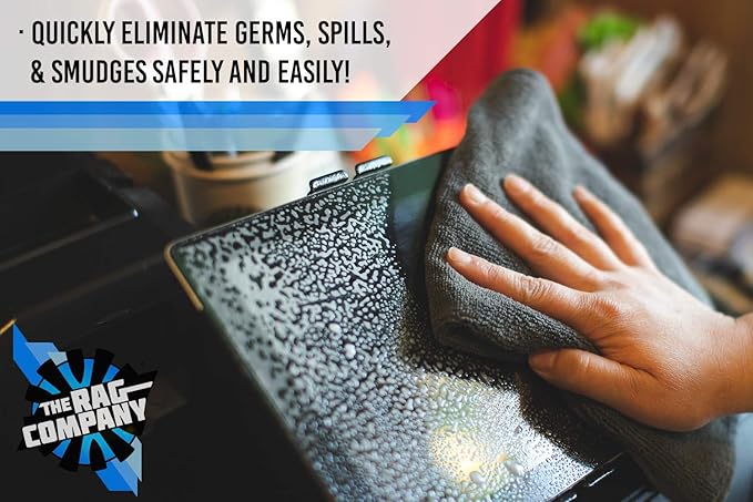 The Rag Company - All-Purpose Microfiber Terry Cleaning Towels - Commercial Grade, Highly Absorbent, Lint-Free, Streak-Free, Kitchens, Bathrooms, Offices, 300gsm, 12in x 12in, Yellow (12-Pack)