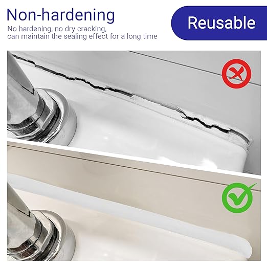 Moldable Silicone Putty, Waterproof, Stay Pliable,Good Plasticity for Repair and Fill Various Gaps in Bathrooms, Fountains, Water Pipes, Walls (White)