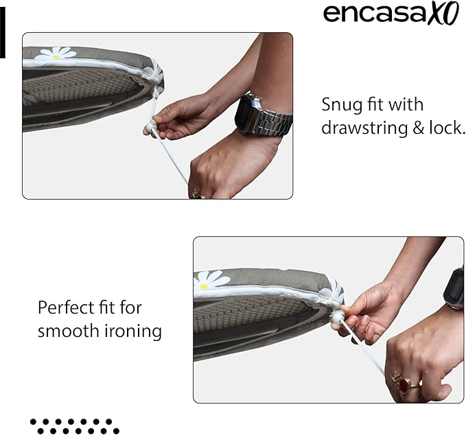 Encasa XO Ironing Board Cover and Pad 42"x14" - Thick 3mm Felt Padding, Drawstring Tightening & Lock, Easy Fit, Scorch & Stain Resistant, Fits Medium Ironing Board - Zig Zag
